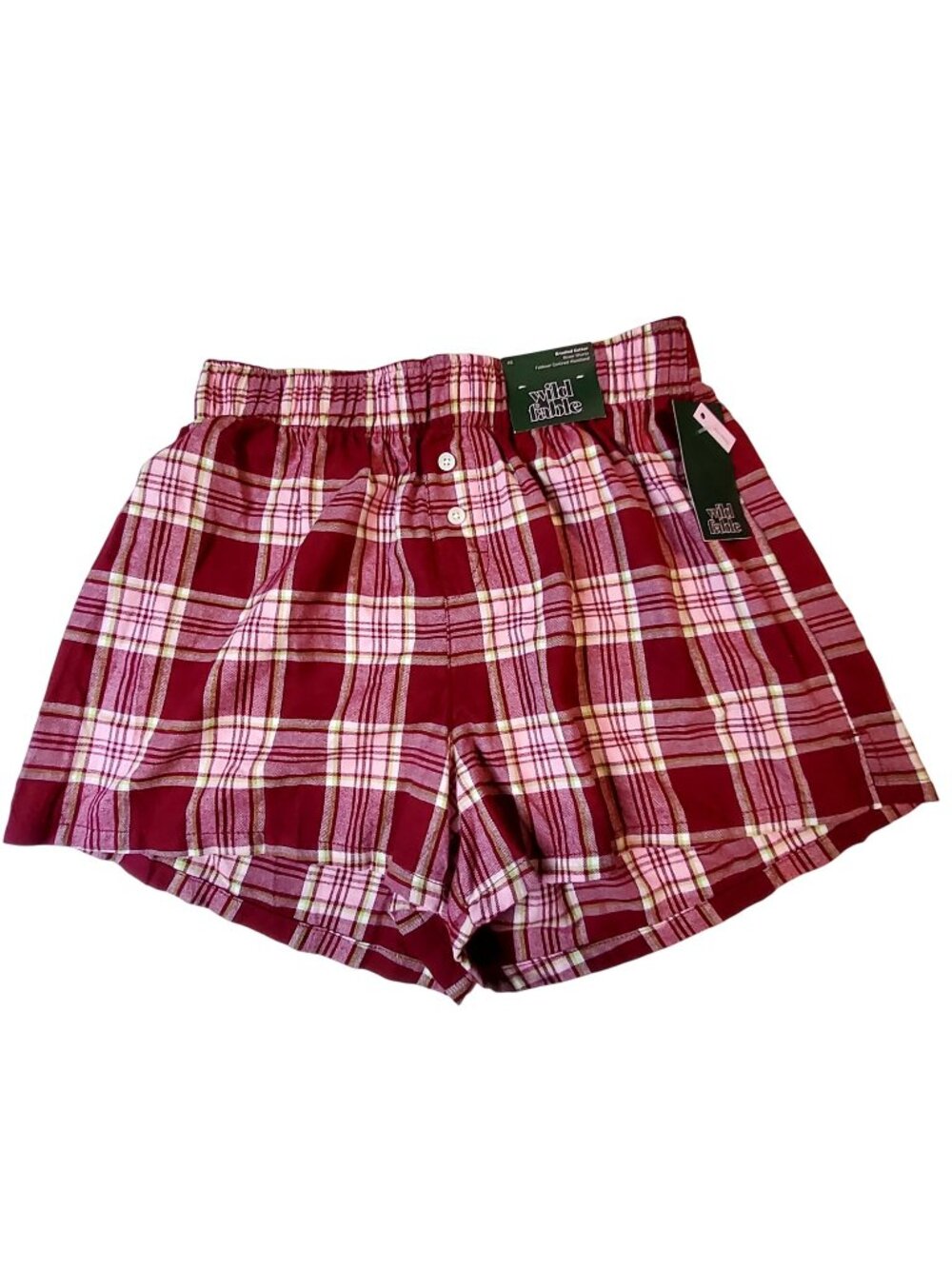 Wild Fable Womens Plaid Sleepwear Shorts Red & Pink Size XS Elastic Waist